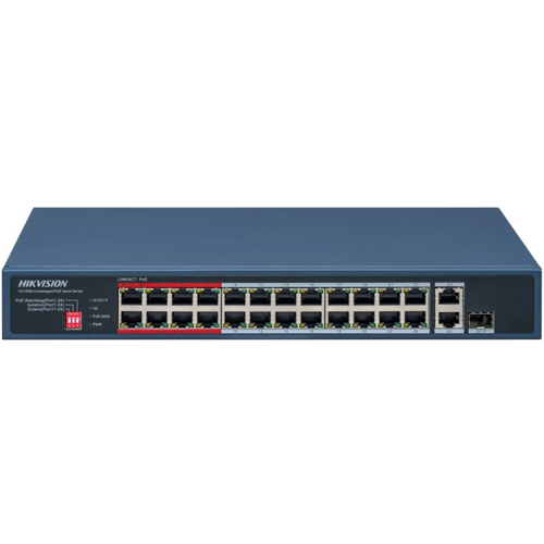HIKVISION 24port PoE 230w 1-Uplink 10/100 Yönetilemez Switch DS-3E0326P-E/M