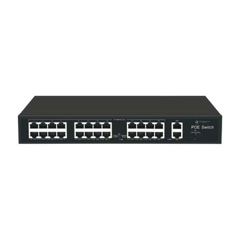 ODS 24port PoE 300w 1-SFP 2-Uplink 10/100 Yönetilemez Switch 08ODS-24P2U1S-300