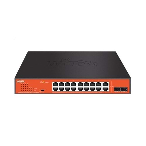 WITEK 16port PoE 197w 2-SFP Gigabit Yönetilemez Switch WI-PS318GFH