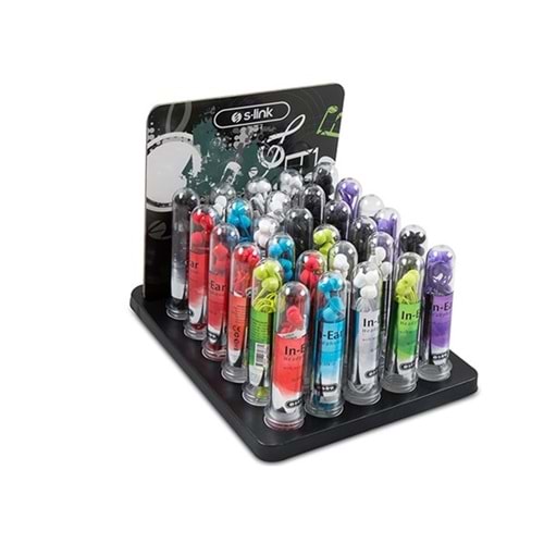 S-LINK SL-STK10 8*Beyaz 8*Siyah 5*Krımızı 3*Mor 3*Mavi Mikrofonlu Kulaklık 30'lu stand set