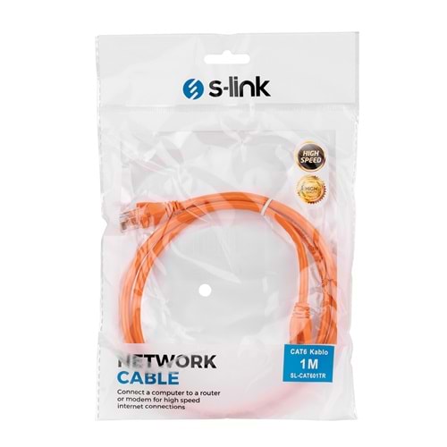 S-LINK 1metre CAT6 SL-CAT601TR Turuncu Patch Kablo