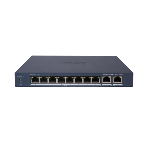 HIKVISION 8port PoE 60w 2-Uplink 10/100 Yönetilemez Switch Metal DS-3E1310P-EI/M