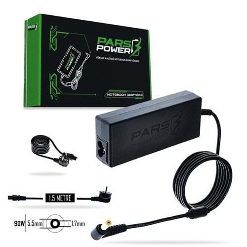 PARS POWER PRS-004 90W 19V 4.74A- 5.5*1.7MM Siyah Notebook Adaptörü