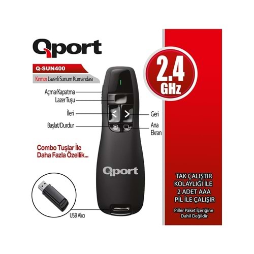 QPORT Q-SUN400 USB Lazer Sunum Kumandası