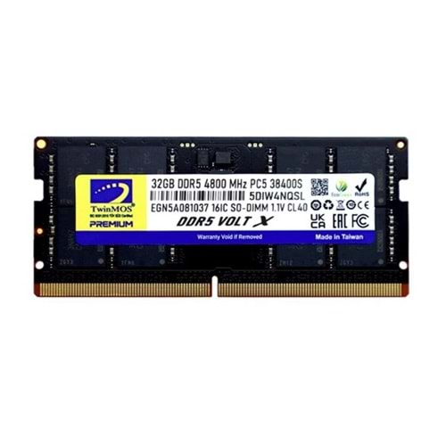TWINMOS 32GB DDR5 4800MHZ CL40 NOTEBOOK RAM VOLT X TMD532GB4800S40
