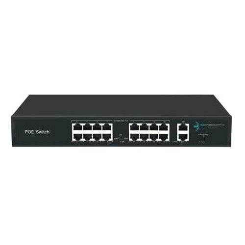 ODS 16port +2 UPLINK 200w FULL PoE 08ODS-16P2U1S-200 10/100 1-Sfp Yönetilemez Switch