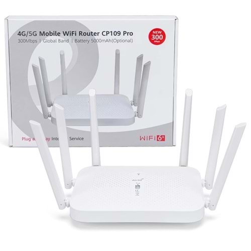 Apronx CP109 PRO 4G Mobile 6 Antenli WiFi Router Wifi 6 + 300Mbps 5000mAh Batarya 4G LTE Taşınabilir Modem