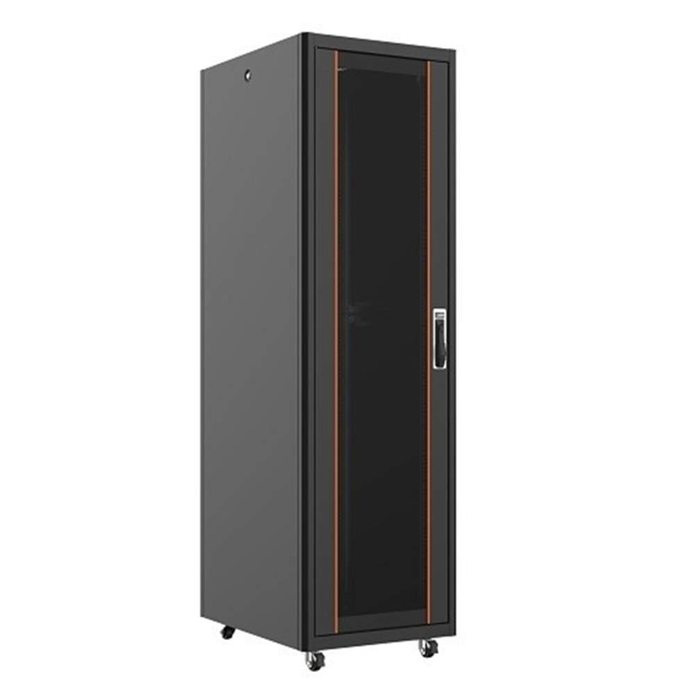 AGER 26U 600x800mm Dikili Tip Siyah Kabinet Agena AG-AN26U6080S1 Cam Kapak
