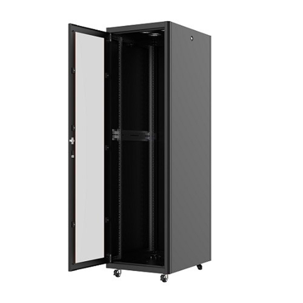 AGER 26U 600x800mm Dikili Tip Siyah Kabinet Agena AG-AN26U6080S1 Cam Kapak
