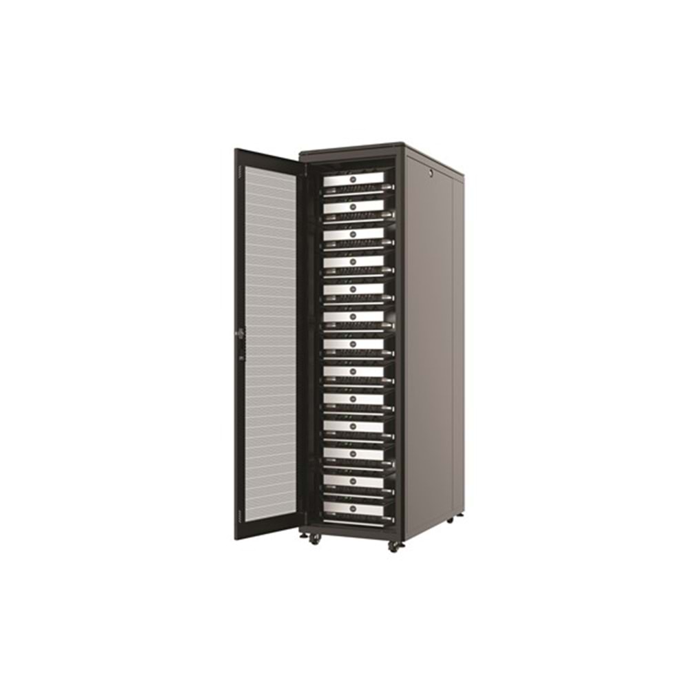AGER 26U 600x800mm Dikili Tip Siyah Kabinet Agena AG-AN26U6080S1 Cam Kapak